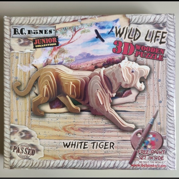 BC Bones Other - BC Bones White Tiger 3D Wooden Puzzle, New Sealed
